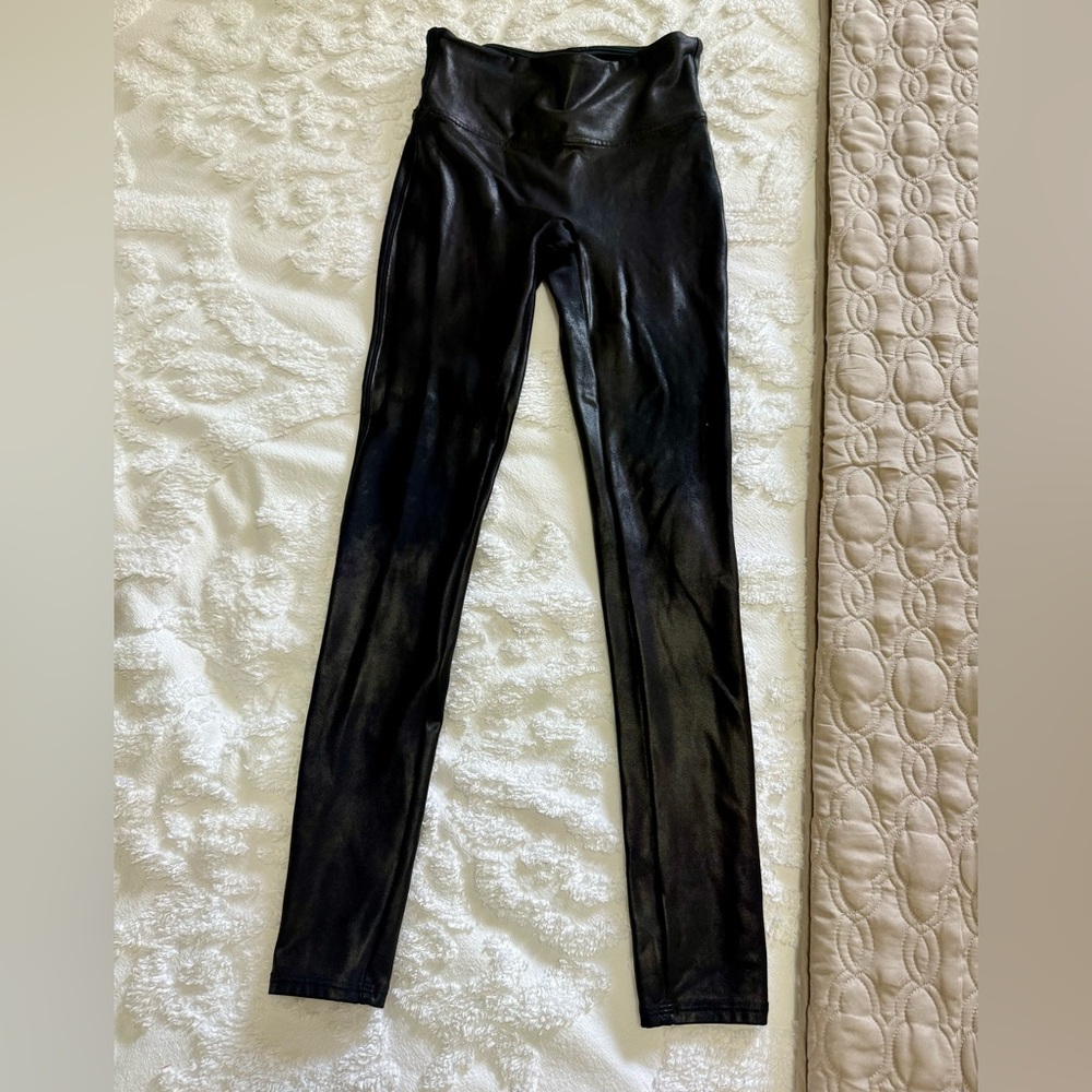 SPANX Faux Leather Liquid Black Leggings size S